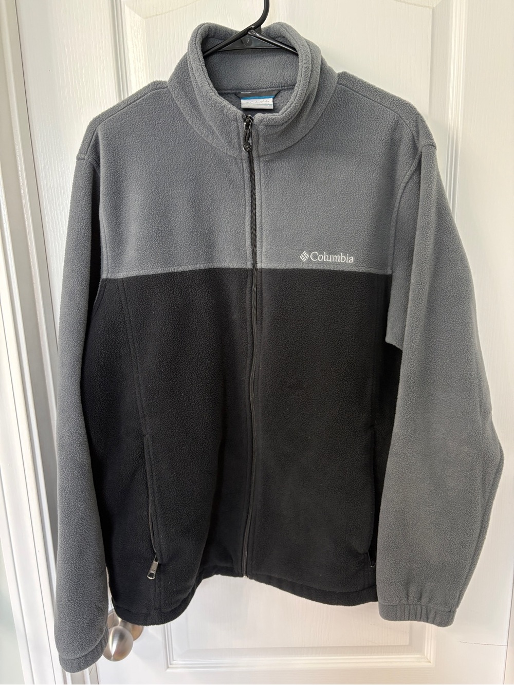 Men's Black Gray Columbia Fleece Full Zip Jacket Size Large